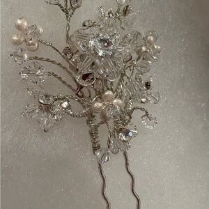Bridal Swarovski Crystal Hair Pin 4” 
Braided Silver Hand Made New Elegance🌹